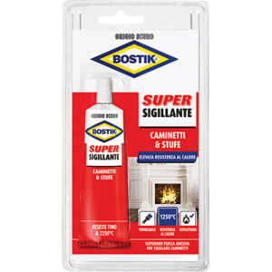 Mastice refrattario caminetti stufe tubetto BOSTIK grigio scuro gr 100 (CONF. 4 PZ)